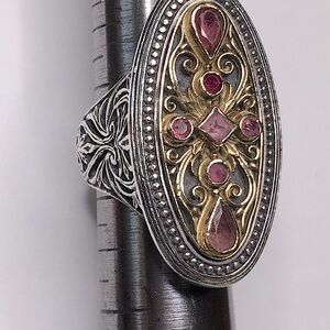 SALE Konstantino Elegant 18k Gold and Sterling Silver Ring with Pink Tourmaline